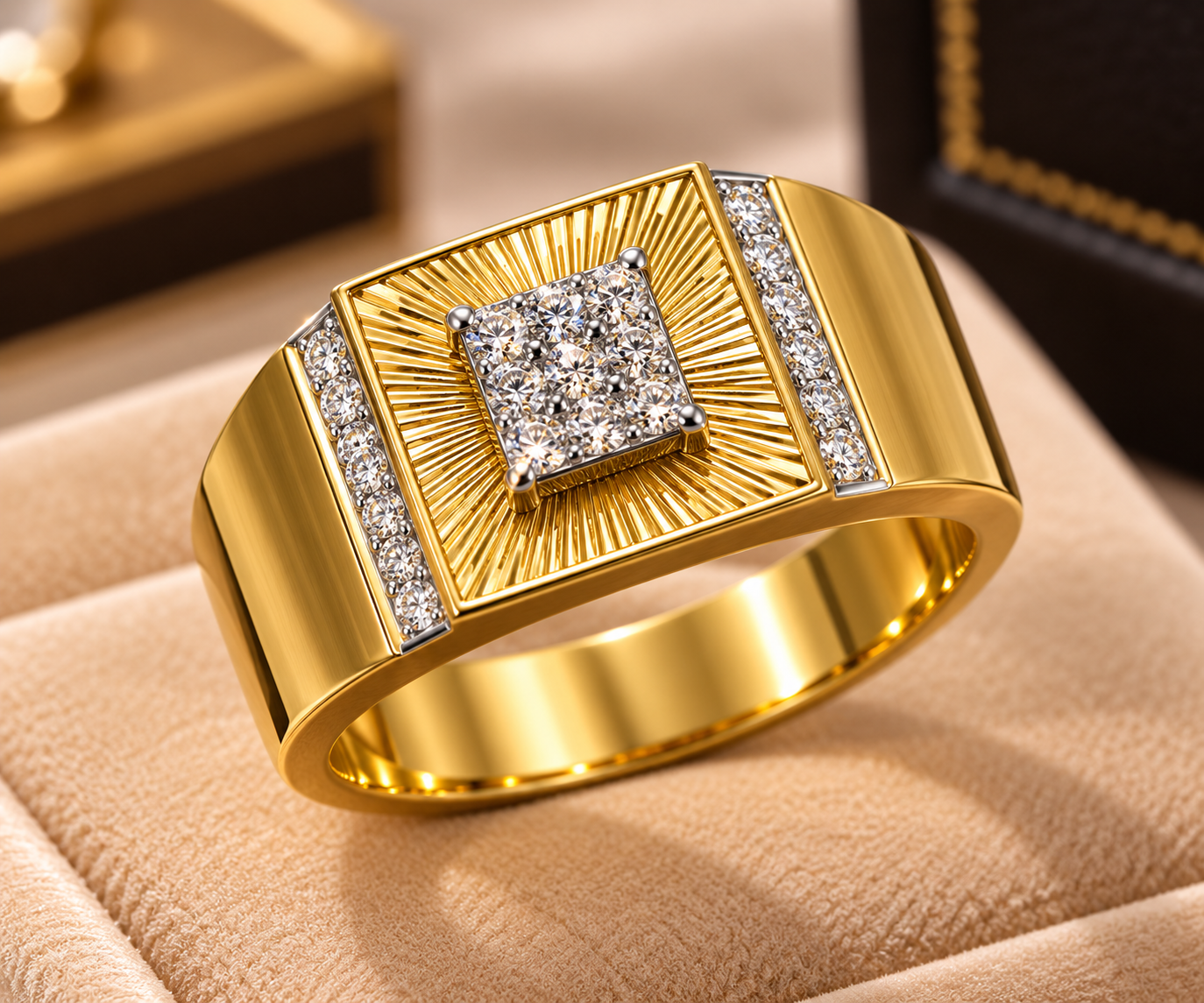 Luxurious Gold Diamond Signet Ring